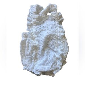 Bonnie Baby Girl White Eyelet Ruffle Romper | 0-3M